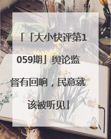 「大小快评第1059期」舆论监督有回响，民意就该被听见