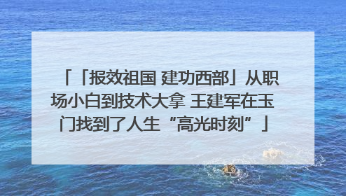 「报效祖国 建功西部」从职场小白到技术大拿 王建军在玉门找到了人生“高光时刻”