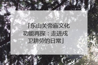 东山关帝庙文化功能再探：走进戍卫耕劳的日常