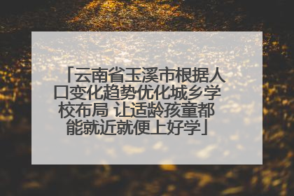 云南省玉溪市根据人口变化趋势优化城乡学校布局 让适龄孩童都能就近就便上好学