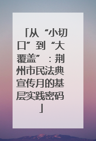 从“小切口”到“大覆盖”：荆州市民法典宣传月的基层实践密码