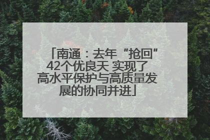 南通：去年“抢回”42个优良天 实现了高水平保护与高质量发展的协同并进