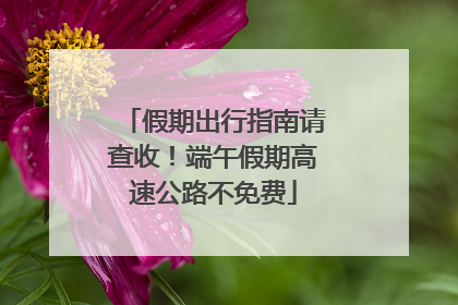 假期出行指南请查收！端午假期高速公路不免费