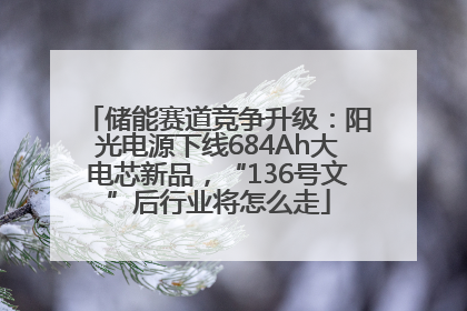 储能赛道竞争升级：阳光电源下线684Ah大电芯新品，“136号文”后行业将怎么走