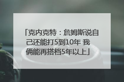 克内克特：詹姆斯说自己还能打5到10年 我俩能再搭档5年以上