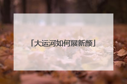 大运河如何展新颜