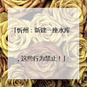 忻州：新建一座水库，这些行为禁止！