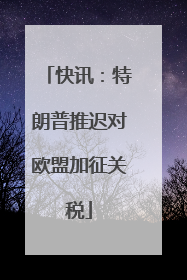 快讯：特朗普推迟对欧盟加征关税