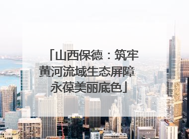 山西保德：筑牢黄河流域生态屏障 永葆美丽底色