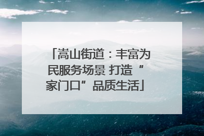 嵩山街道：丰富为民服务场景 打造“家门口”品质生活
