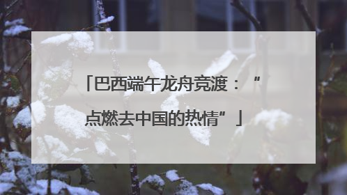 巴西端午龙舟竞渡：“点燃去中国的热情”