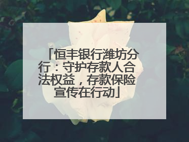 恒丰银行潍坊分行：守护存款人合法权益，存款保险宣传在行动