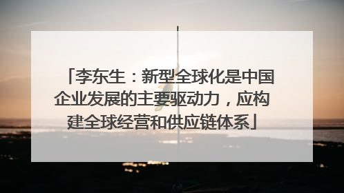 李东生：新型全球化是中国企业发展的主要驱动力，应构建全球经营和供应链体系