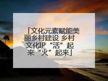 文化元素赋能美丽乡村建设 乡村文化IP“活”起来“火”起来