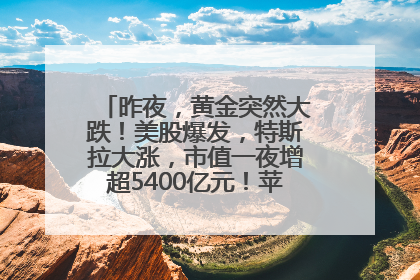 昨夜，黄金突然大跌！美股爆发，特斯拉大涨，市值一夜增超5400亿元！苹果传来大消息