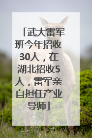 武大雷军班今年招收30人，在湖北招收5人，雷军亲自担任产业导师