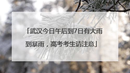 武汉今日午后到7日有大雨到暴雨，高考考生请注意