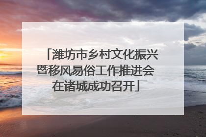 潍坊市乡村文化振兴暨移风易俗工作推进会在诸城成功召开