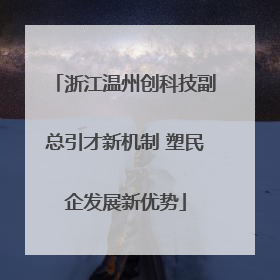 浙江温州创科技副总引才新机制 塑民企发展新优势