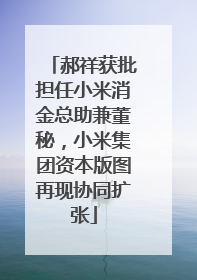 郝祥获批担任小米消金总助兼董秘，小米集团资本版图再现协同扩张