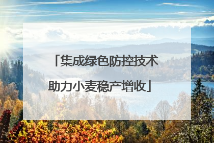 集成绿色防控技术助力小麦稳产增收