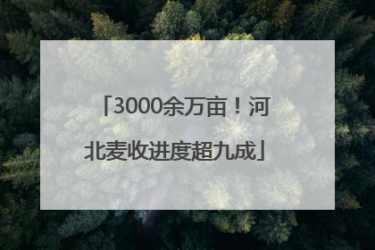 3000余万亩！河北麦收进度超九成